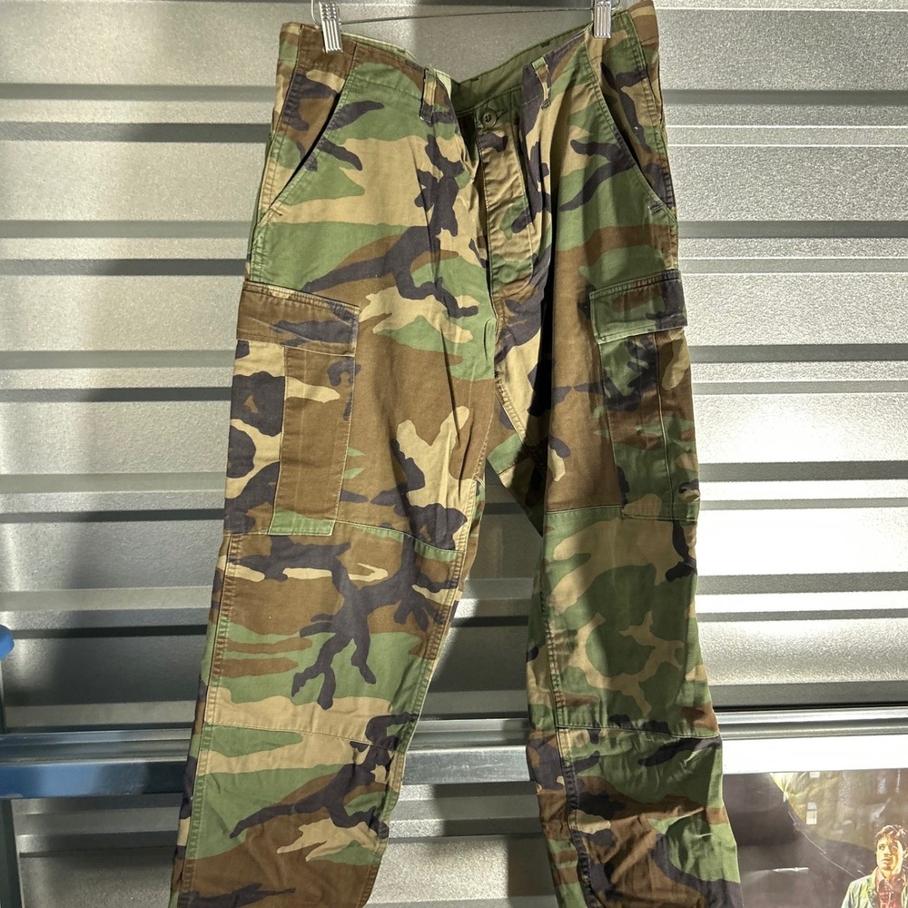 VINTAGE Propper Cargo Pants Mens Medium Regular Green Woodland Camo Military BDU